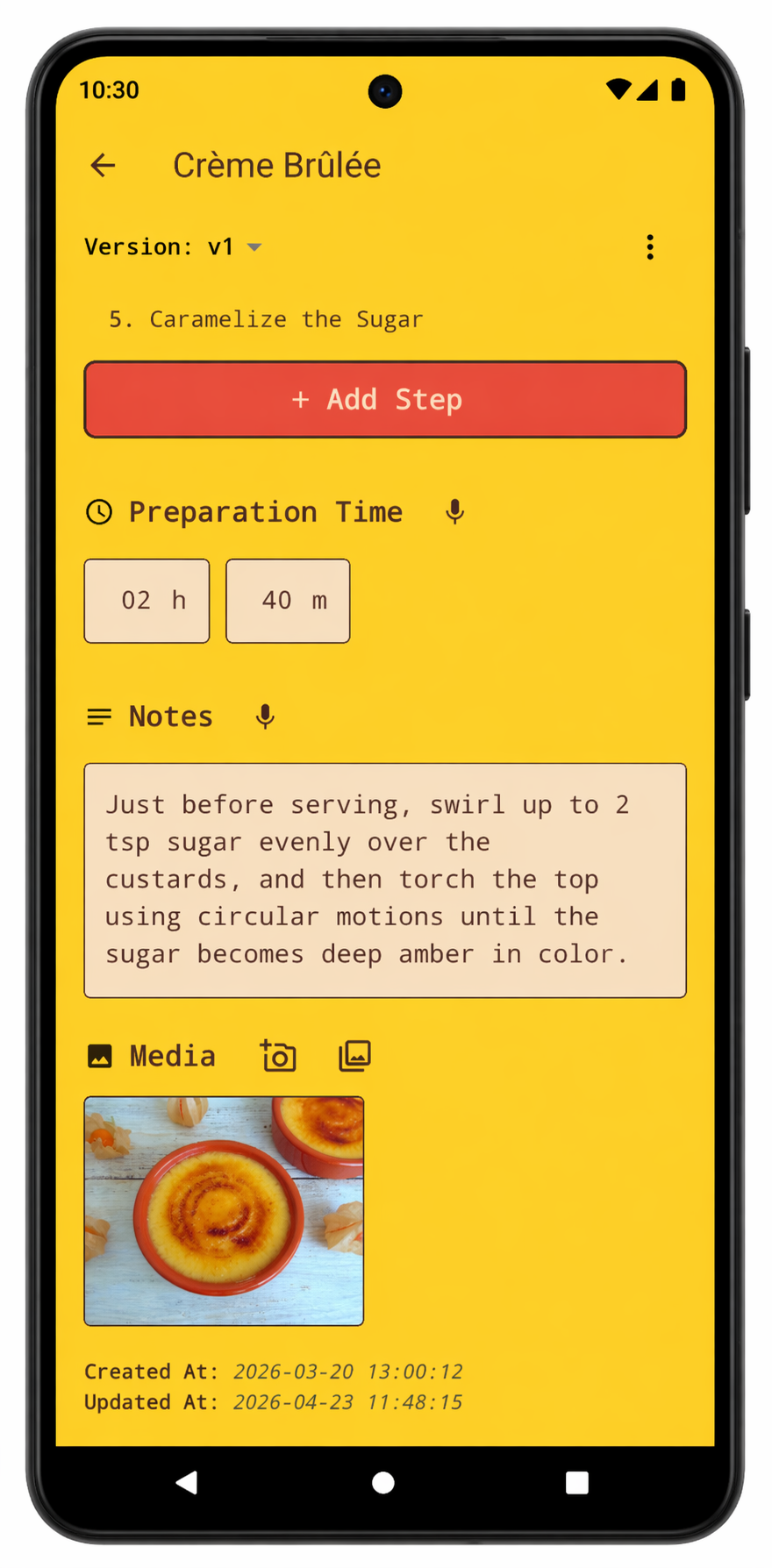 Recipe detail with voice commands